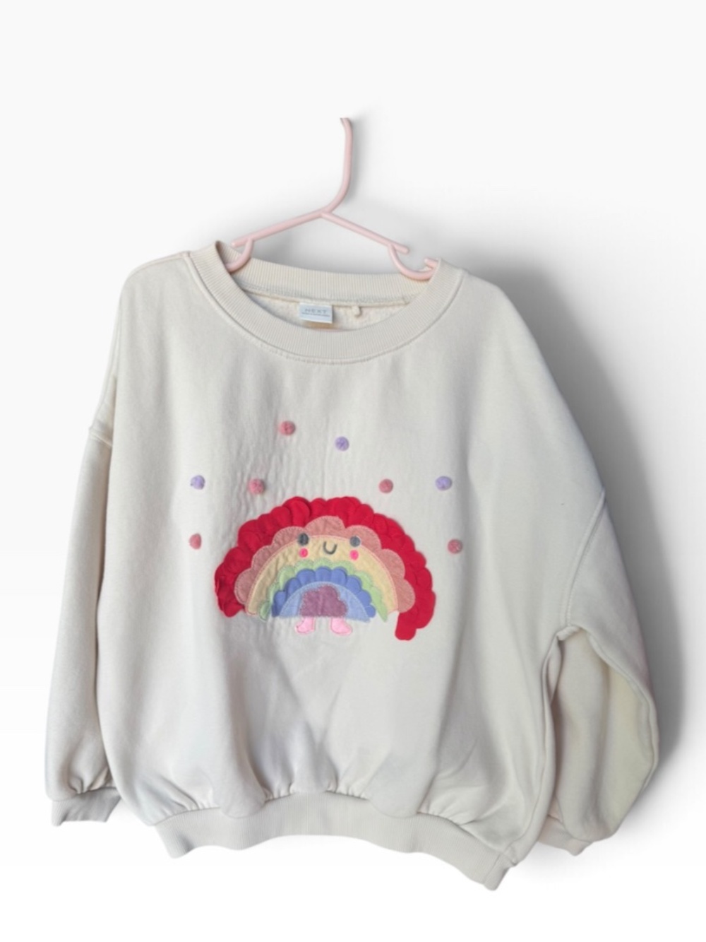 NEXT Girls Cream Rainbow Graphic Sweatshirt Pullover Long Sleeve Size 6